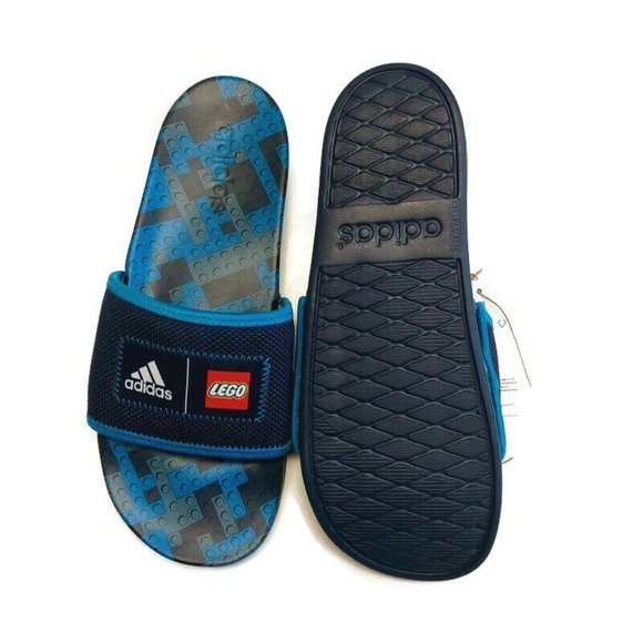 Adidas x LEGO Adilette Comfort Sandal Beach Slides Mens 8 Womens 9 GW0823 Blue - Picture 8 of 9